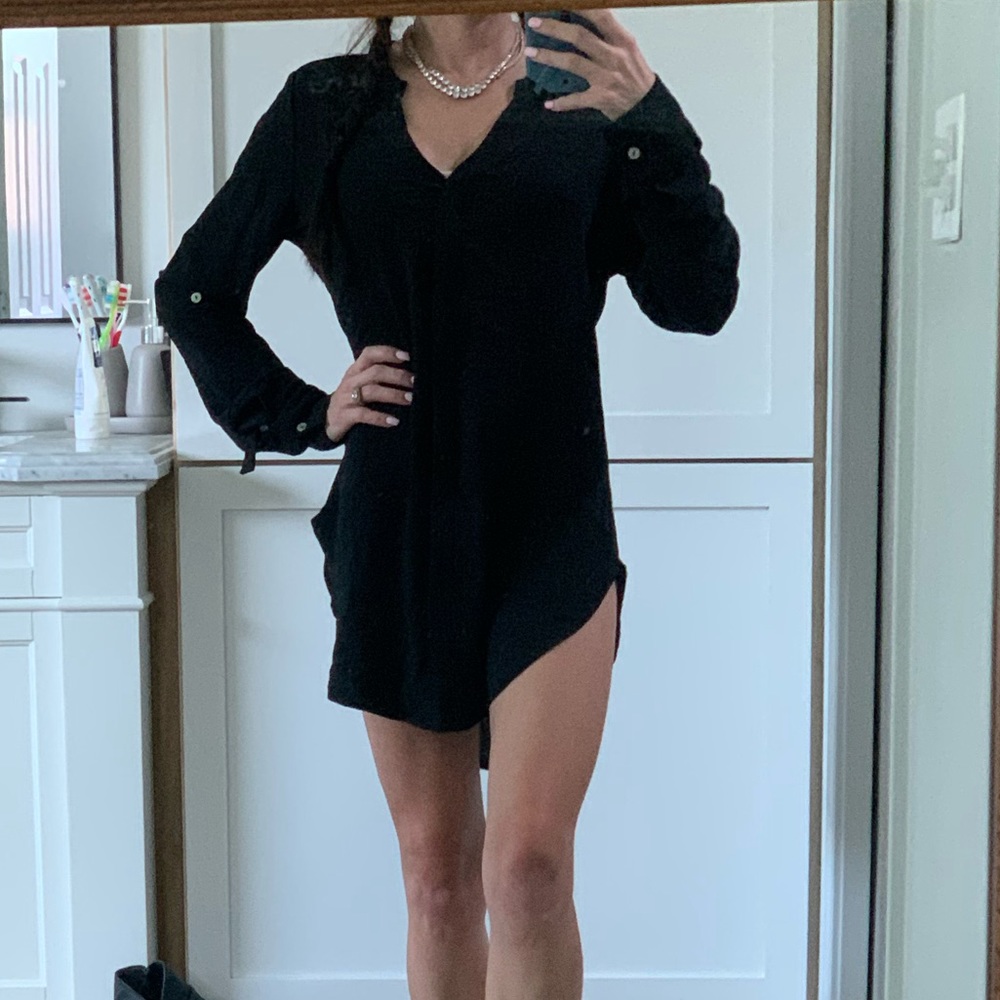 Black boutique shirt dress swimsuit cover up